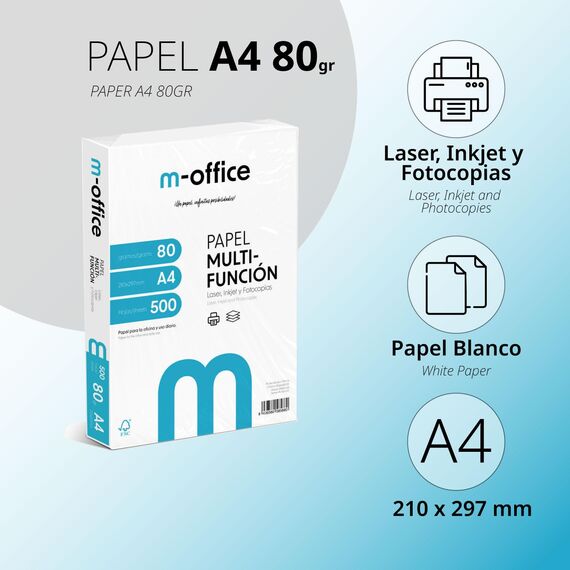 Blatt A4 80 g, 500 Blatt, Multifunktionspapier für Inkjet- und Laserdrucker, A4-Blatt, 210 x 297 mm, ideal für das Büro wie zu Hause - Opituria (150.000 Blatt - 60 Boxen)