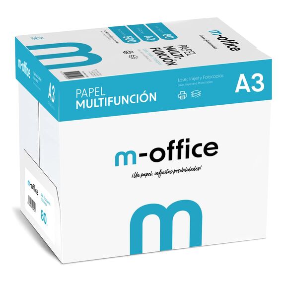 A3-Papier, 80 g, 5 Packung mit 500 Blatt, Multifunktionspapier für Inkjet- und Laserdrucker, A3-Blätter, 297 x 420 mm, ideal für Büro und Zuhause · m-office (2500 Blatt)