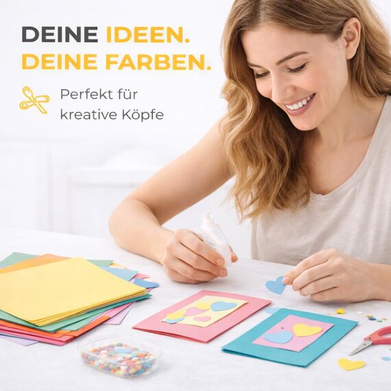 100x Papier bunt - 140 g/m² - Bastelpapier & Buntpapier - für Drucker & Basteln - Tonpapier & Tonkarton