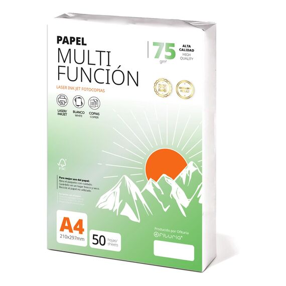 Ofituria Kopierpapier, DIN A4, 75 g/m2, 50 Blatt, Mehrzweckpapier für Laser- und Tintenstrahldrucker, Kopierer, Bürobedarf, Schulbedarf, Packung zu 50 Blatt, 75 g