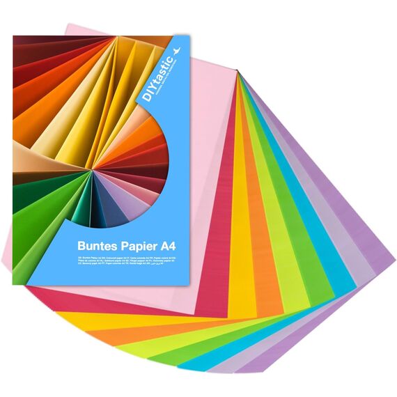100x Papier bunt - 140 g/m² - Bastelpapier & Buntpapier - für Drucker & Basteln - Tonpapier & Tonkarton