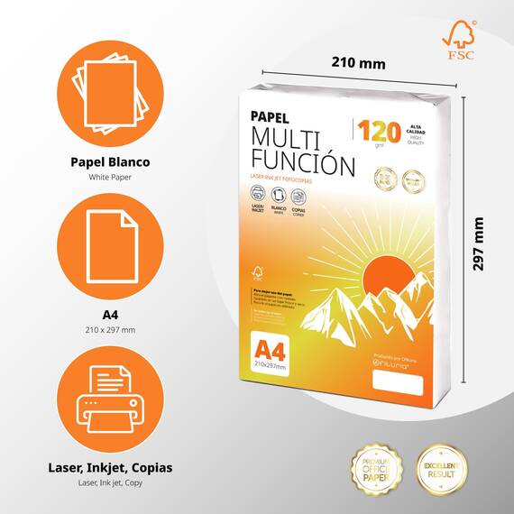 Ofituria Kopierpapier, DIN A4, 120 g/m2, 50 Blatt, Mehrzweckpapier für Laser- und Tintenstrahldrucker, Kopierer, Bürobedarf, Schulbedarf, Packung zu 50 Blatt, 120 g