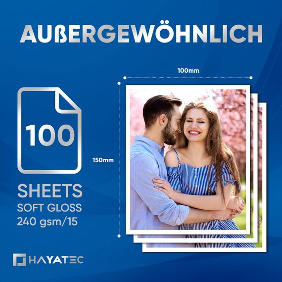 100 Blatt Fotopapier 10x15 hoch glänzend Tintenstrahldrucker 240g/m² Photopapier Fotokarten Photokarten Sofort Trocken Wasserfest Hochweiß