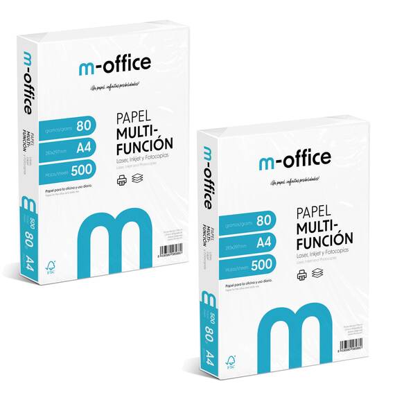 A4-Papier, 80 g, 2 Packung mit 500 Blatt, Multifunktionspapier für Inkjet- und Laserdrucker, A4-Blätter, 210 x 297 mm, ideal für Büro und Zuhause · m-office (1000 Blatt)