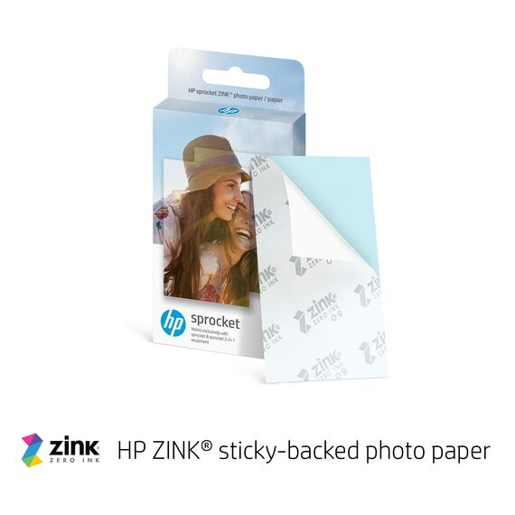 HP Sprocket 2.3x3.4 Zoll Zink Sticker Fotopapier (50 Blatt) Geschenkpaket