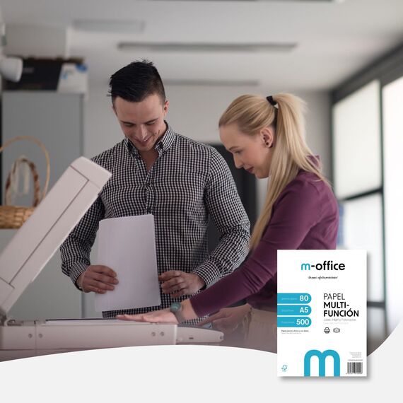 A5-Papier, 80 g, 2 Packung mit 500 Blatt, Multifunktionspapier für Inkjet- und Laserdrucker, A5-Blätter, 148 x 210 mm, ideal für Büro und Zuhause · m-office (1000 Blatt)