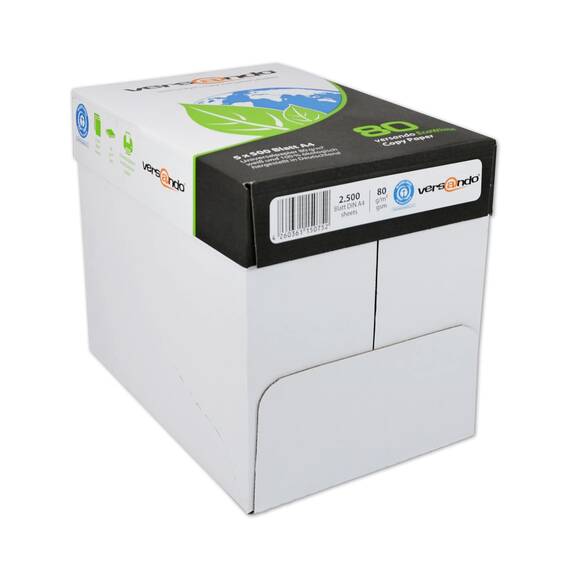 versando 5.000 Blatt Recyclingpapier DIN A4 EcoWhite 80g Kopierpapier Druckerpapier Öko hohe Weiße ISO 90 - Blauer Engel zertifiziert - Umweltpapier