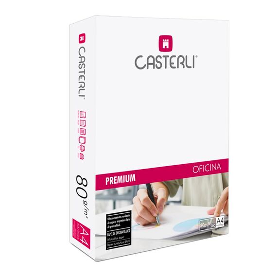 CASTERLI - 81500-5 A4-Blätter, 2500 weiße Blätter, A4-Papier, A4, 80 g Papier, extra weiß, Mehrzweck-Papier für A4-Drucker 80 g/m² (A4, 2500 Blatt)