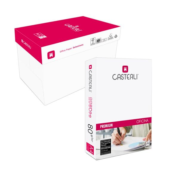 CASTERLI - 81500-5 A4-Blätter, 2500 weiße Blätter, A4-Papier, A4, 80 g Papier, extra weiß, Mehrzweck-Papier für A4-Drucker 80 g/m² (A4, 2500 Blatt)