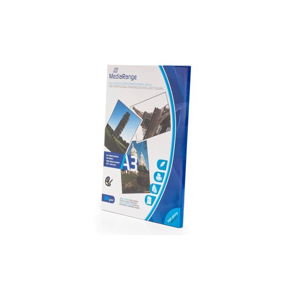 MediaRange DIN A3 Fotopapier für Tintenstrahldrucker, hochglänzend, 200g, 50 Blatt