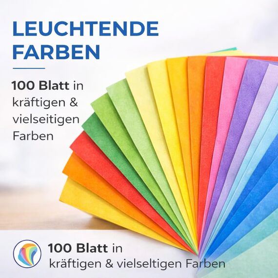 50 Blatt A4 Tonpapier - 220 g/m² Papier - Tonkarton mit 10 Farben bunt Bastelpapier & Bastelkarton zum Basteln & Gestalten - Buntes Papier
