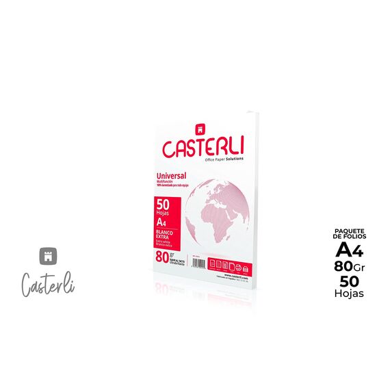 CASTERLI 81010 A4-Papier, 50 Blatt, weiß, A4, 80 g/m², extra weißes Mehrzweckpapier für Drucker, 80 g/m² (A4, 50 Blatt)