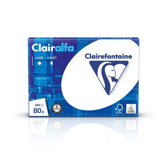 Clairefontaine 1979C - Ries Druckerpapier / Kopierpapier Clairalfa, extraweiß, DIN A4, 80g, 500 Blatt, Weiß, 1 Ries