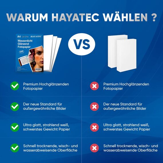 100 Blatt Fotopapier A4 hoch glänzend tintenstrahldrucker 240g/m² fotopapier Fotokarten Photokarten Sofort Trocken Wasserfest Hochweiß fotoblätter (Packung mit 2)