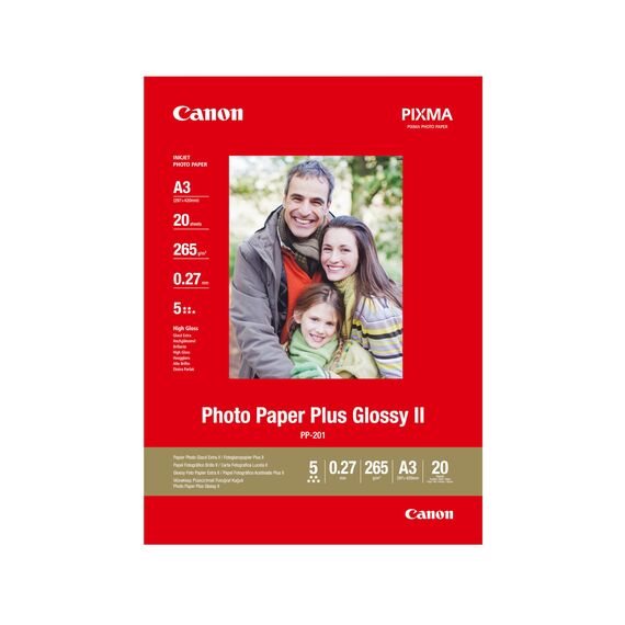 Canon Fotopapier PP-201 Glänzend - DIN A3 20 Blatt Für Tintenstrahldrucker - PIXMA Drucker (265 G/qm)