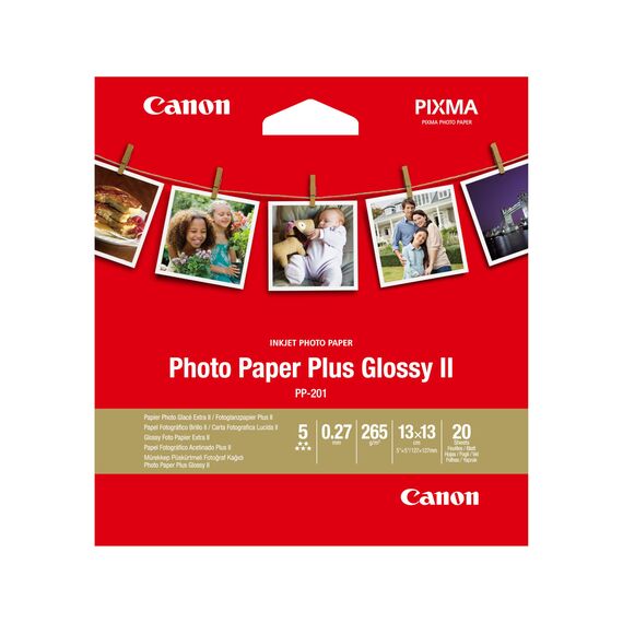 Canon 2311B060 Fotopapier PP 201 glänzend für Tintenstrahldrucker Pixma Drucker, Weiß, 265 g/qm, 13x13 cm, 20 Blatt