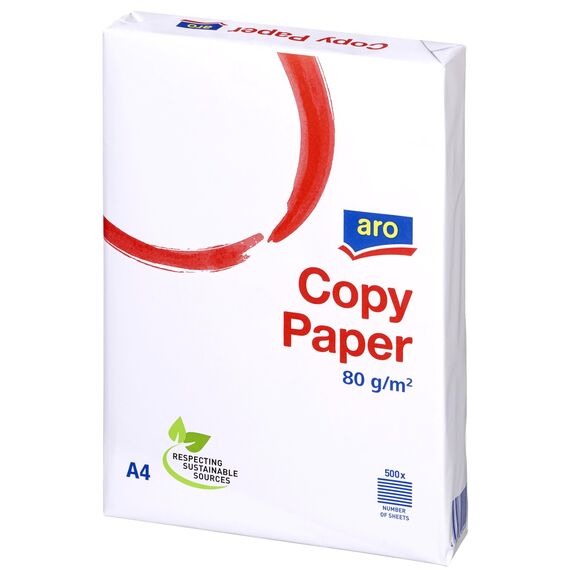 aro Kopierpapier DIN A4, 80 g/m², weiß, Weißgrad von 145-161 CIE, 5 x 500 Blatt (2500 Blatt), für Laserdrucker & Tintenstrahldrucker, Home Office & Büro