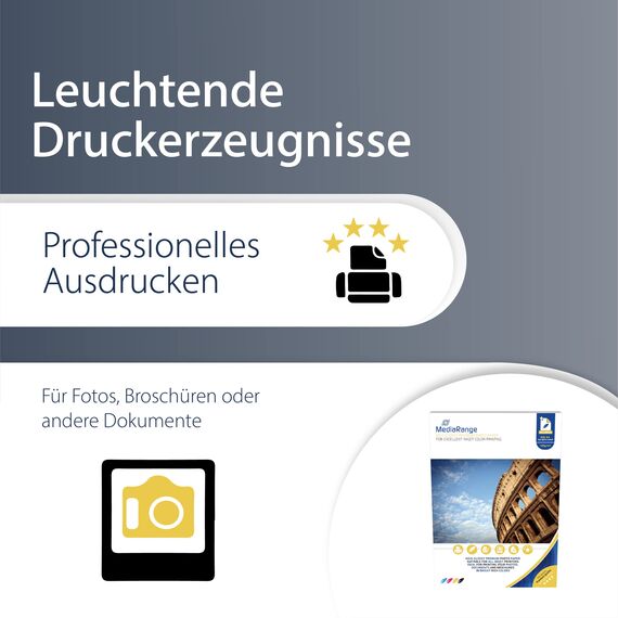 MediaRange DIN A4 Fotopapier für Tintenstrahldrucker, hochglänzend, 135g, 100 Blatt (Packung mit 2)