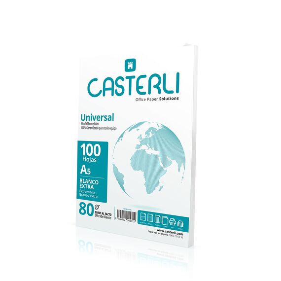CASTERLI - Folien und Papier A5, 100 Blatt, Weiß, 80 g/m², Extra Weiß, Mehrzweckpapier