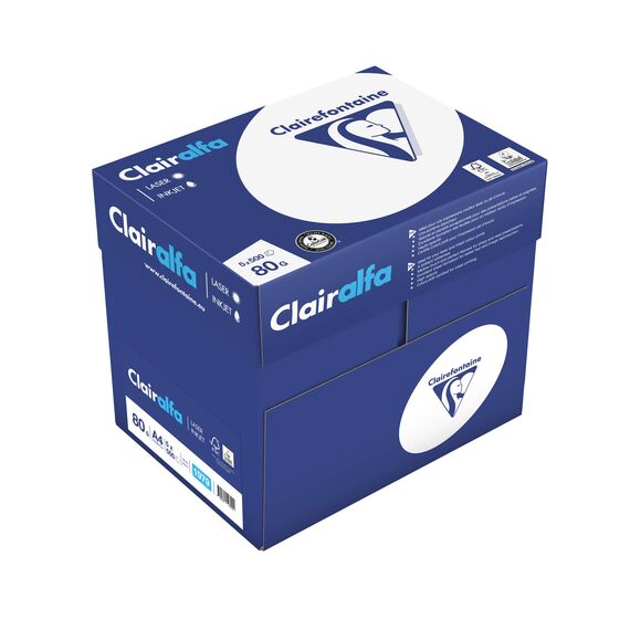 Clairefontaine 1979C - Ries Druckerpapier / Kopierpapier Clairalfa, extraweiß, DIN A4, 80g, 500 Blatt, Weiß, 1 Ries