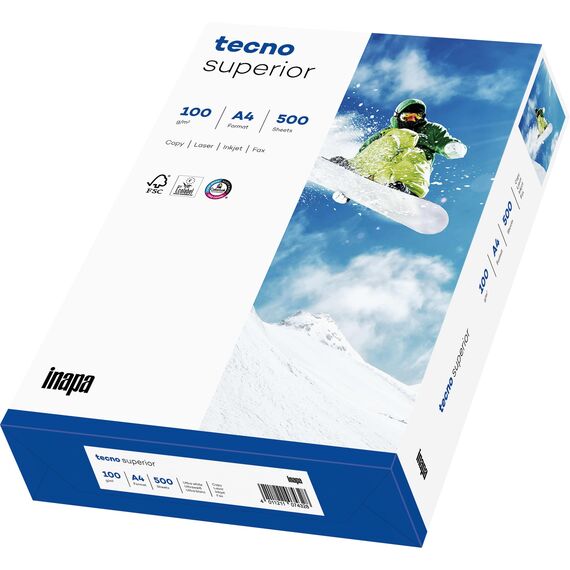 inapa Drucker-/ Kopierpapier tecno Superior: 100 g/m², A4, 500 Blatt, hochweiß