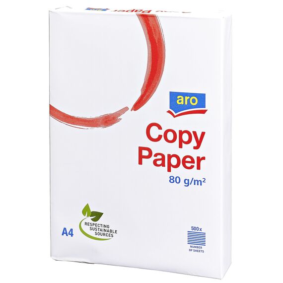 aro Kopierpapier DIN A4, 80 g/m², weiß, Weißgrad von 145-161 CIE, 5 x 500 Blatt (2500 Blatt), für Laserdrucker & Tintenstrahldrucker, Home Office & Büro