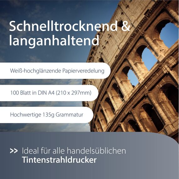 MediaRange DIN A4 Fotopapier für Tintenstrahldrucker, hochglänzend, 135g, 100 Blatt (Packung mit 2)