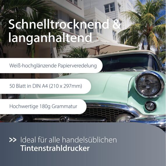 MediaRange DIN A4 Fotopapier für Tintenstrahldrucker, hochglänzend, 180g, 50 Blatt