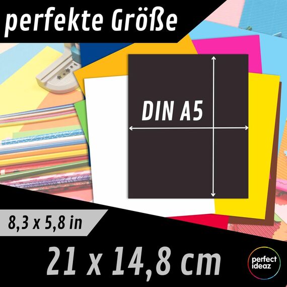 perfect ideaz 75 Blatt Tonkarton DIN-A5, 15 Farben, 180 g/m², made in Germany, Blauer Engel zertifiziert (15 Farben - R)