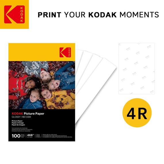 Kodak 9891161 Fotopapier, 180 g/m², glänzend, A6 (10 x 15 cm), Tintenstrahldrucker (Packung mit 2)