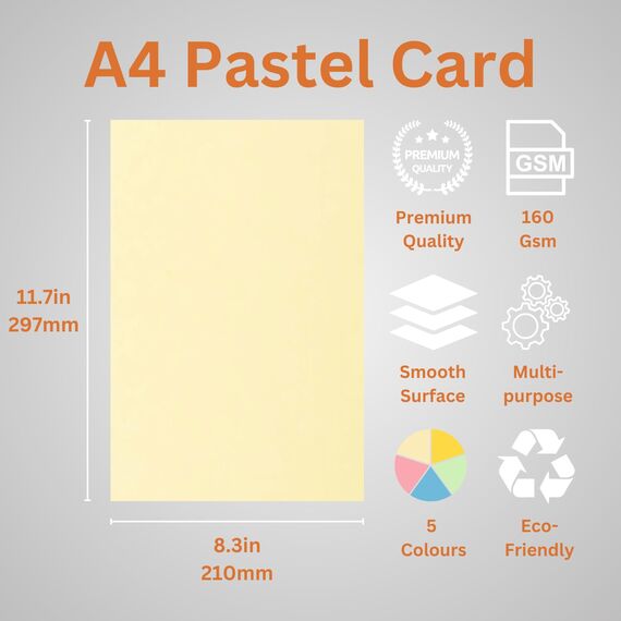Hawksbill Papier 160 g/m² Mehrzweck-Pastell-Regenbogenfarben, 100 Stück dickes, hochwertiges, helles Druckerpapier im A4-Format – Kopierpapier für Zuhause, Büro und Schreibwaren