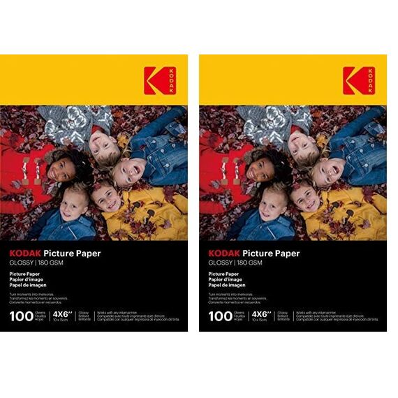 Kodak 9891161 Fotopapier, 180 g/m², glänzend, A6 (10 x 15 cm), Tintenstrahldrucker (Packung mit 2)