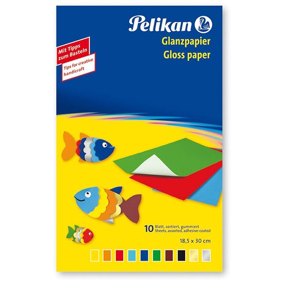 Pelikan 137943 - Transparentpapier, 10 Blatt (10, Glanzpapier | gummiert farbig)