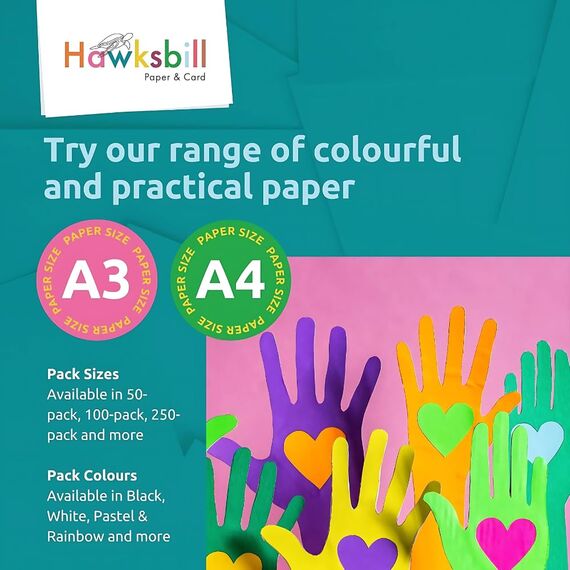 Hawksbill Papier 160 g/m² Mehrzweck-Pastell-Regenbogenfarben, 250 Stück dickes, hochwertiges, helles Druckerpapier im A4-Format – Kopierpapier für Zuhause, Büro und Schreibwaren