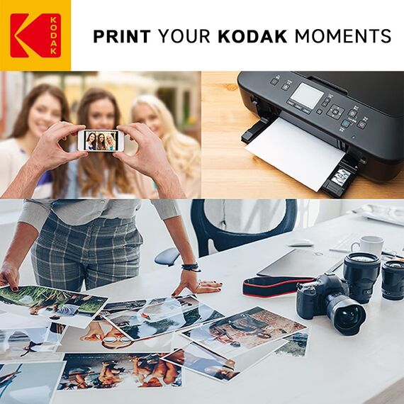 Kodak 9891161 Fotopapier, 180 g/m², glänzend, A6 (10 x 15 cm), Tintenstrahldrucker (Packung mit 2)