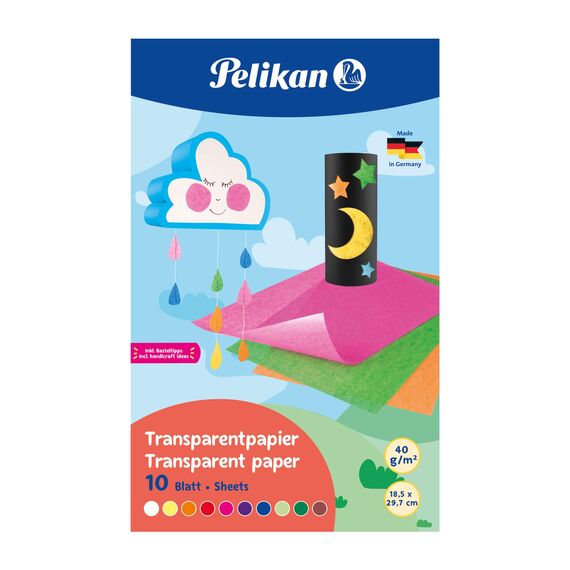 Pelikan Transparentpapier in Mappe, 18,5 x 29,7 cm, 10 Blatt, hochwertiges Transparent-Zeichenpapier für Schule, Basteln & Zeichnen