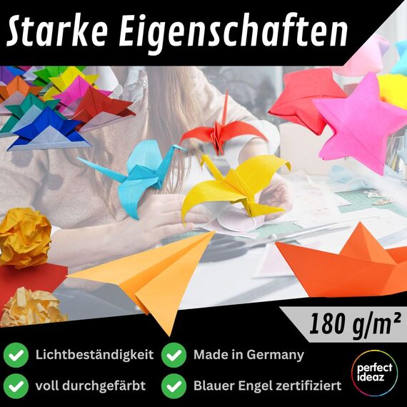 perfect ideaz 75 Blatt Tonkarton DIN-A5, 15 Farben, 180 g/m², made in Germany, Blauer Engel zertifiziert (15 Farben - R)