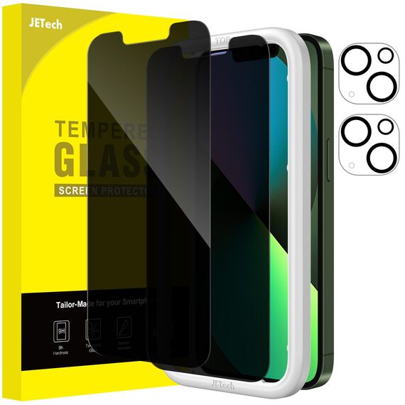JETech Sichtschutz Schutzfolie für iPhone 13 mini 5,4 Zoll mit Kamera Schutz, Anti-Spähen Panzer schutz Gehärtetes Glas Displayschutz, Einfaches Installationswerkzeug, 2 Stück Jeweils