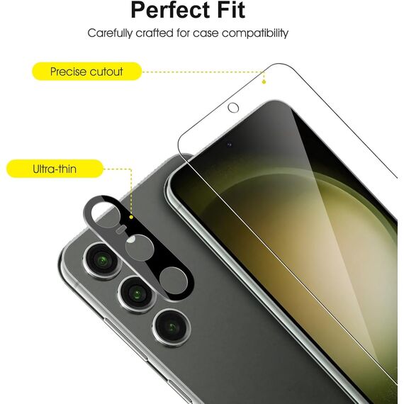 SPARIN 3+2 Stück Schutzfolie für Samsung Galaxy S23, 3 Stück Samsung S23 Panzer Schutz Glas und 2 Stück Kameraschutz, mit Rahmen Positionierhilfe, Fingerabdruck-ID Unterstützen, HD-Klar