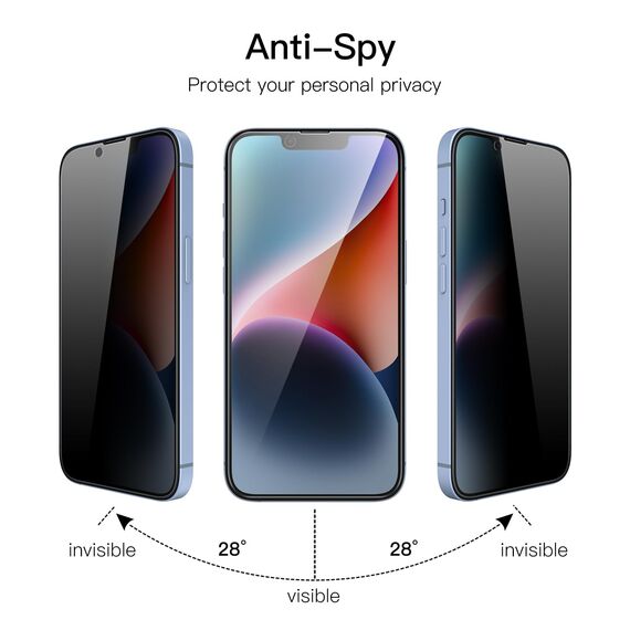 JETech Sichtschutz Full Screen für iPhone 14 Plus 6,7 Zoll mit Kameraschutz, Anti-Spy Panzer Schutz Glas Folie Schutzfolie Folie Kamera Displayschutz, 2 Stück Jeweils