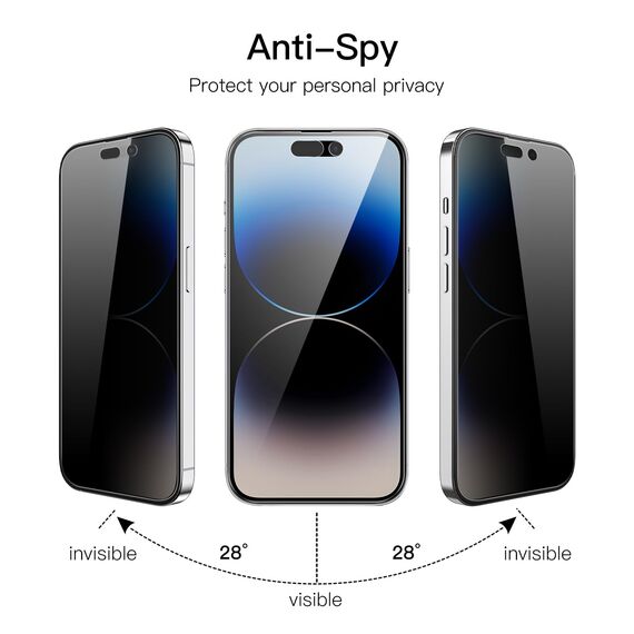 JETech Sichtschutz Full Screen für iPhone 14 Pro Max 6,7 Zoll mit Kameraschutz, Anti-Spy Panzer Schutz Glas Folie Schutzfolie Folie Kamera Displayschutz, 2 Stück Jeweils