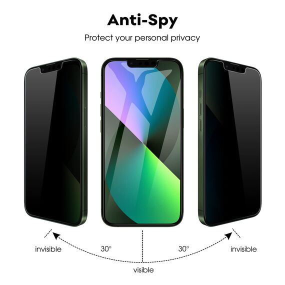 JETech Sichtschutz Schutzfolie für iPhone 13 mini 5,4 Zoll mit Kamera Schutz, Anti-Spähen Panzer schutz Gehärtetes Glas Displayschutz, Einfaches Installationswerkzeug, 2 Stück Jeweils