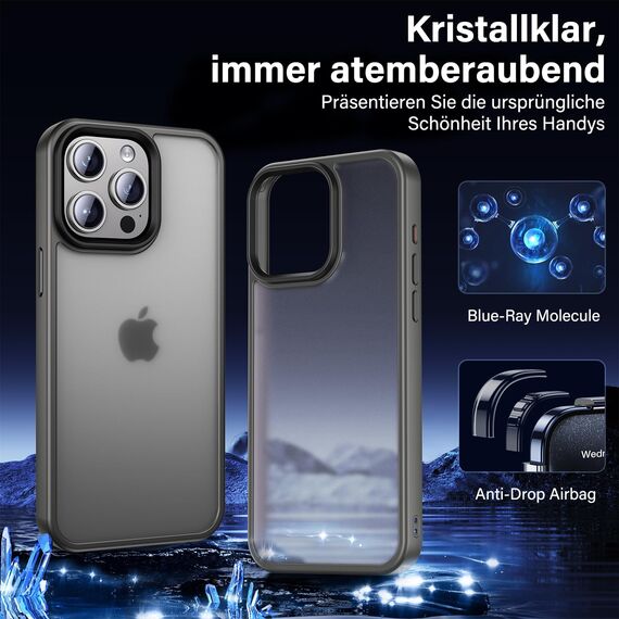 UniqueMe für iPhone 15 Pro Hülle, 5-in-1-Set Handyhülle für iPhone 15 Pro Case Rundumschutz Schutzhülle Cover,1 Handyhülle & 2 Schutzfolie & 2 Kameraschutz - Matt Grau