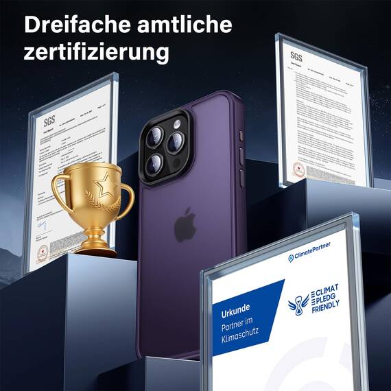 UniqueMe für iPhone 15 Pro Max Hülle, 5-in-1-Set Handyhülle für iPhone 15 Pro Max Case Rundumschutz Schutzhülle Cover,1 Handyhülle & 2 Schutzfolie & 2 Kameraschutz - Matt Lila