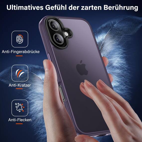 UniqueMe für iPhone 16 Hülle, 5-in-1-Set Handyhülle für iPhone 16 Case Rundumschutz Schutzhülle Cover,1 Handyhülle & 2 Schutzfolie & 2 Kameraschutz - Matt Lila