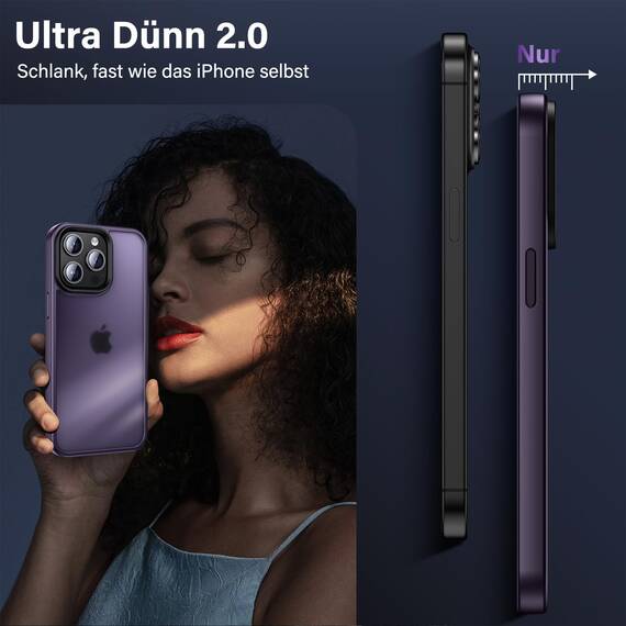 UniqueMe für iPhone 15 Pro Max Hülle, 5-in-1-Set Handyhülle für iPhone 15 Pro Max Case Rundumschutz Schutzhülle Cover,1 Handyhülle & 2 Schutzfolie & 2 Kameraschutz - Matt Lila