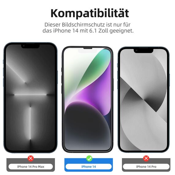 NEW'C für iPhone 14 für Panzerglas 6,1"(2 Stück) und Kamera Panzer Schutz Glas für Kameraschutz (2 Stück) -kratzfest -keine Luftblasen -extrem widerstandsfähig -9H-Härteglas