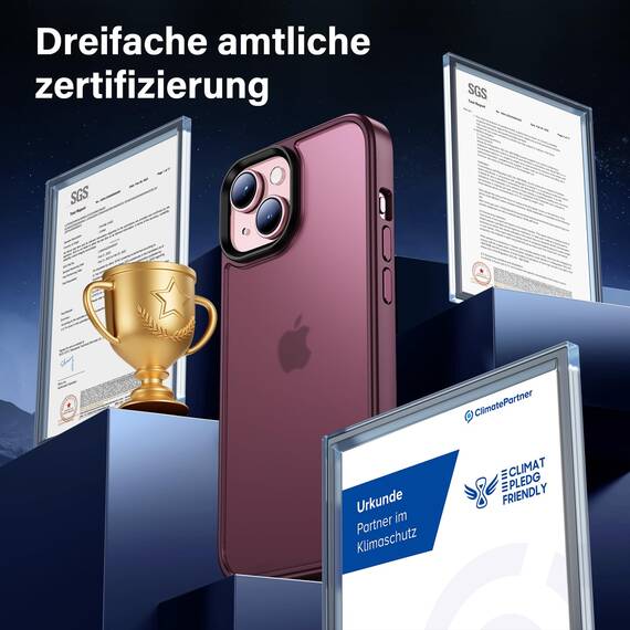 UniqueMe für iPhone 15 Hülle, 5-in-1-Set Handyhülle für iPhone 15 Case Rundumschutz Schutzhülle Cover,1 Handyhülle & 2 Schutzfolie & 2 Kameraschutz - Matt Rot