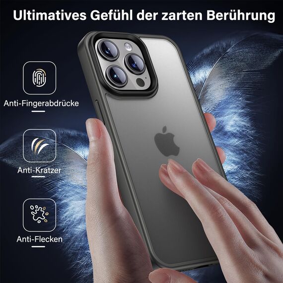 UniqueMe für iPhone 15 Pro Max Hülle, 5-in-1-Set Handyhülle für iPhone 15 Pro Max Case Rundumschutz Schutzhülle Cover,1 Handyhülle & 2 Schutzfolie & 2 Kameraschutz - Matt Grau