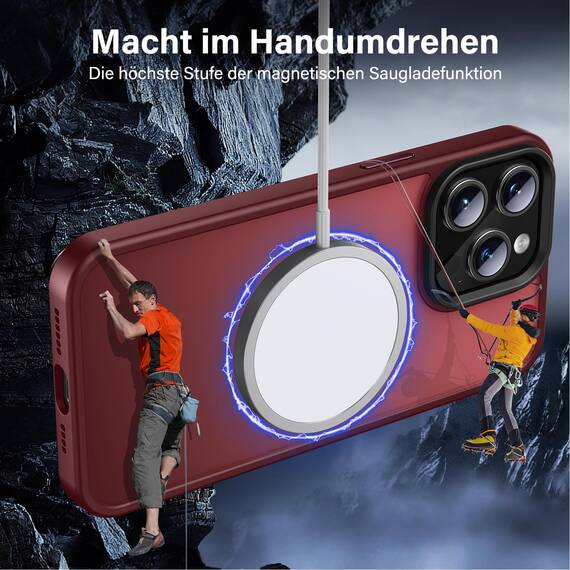 UniqueMe für iPhone 15 Pro Max Hülle, 5-in-1-Set Handyhülle für iPhone 15 Pro Max Case Rundumschutz Schutzhülle Cover,1 Handyhülle & 2 Schutzfolie & 2 Kameraschutz - Matt Rot